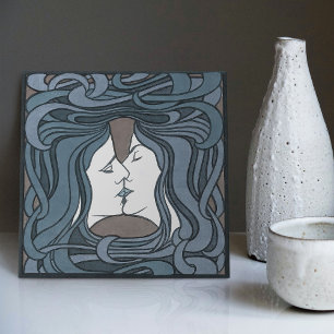 Kiss Peter Behrens Art nouveau Art Deco Cerami Kakelplatta