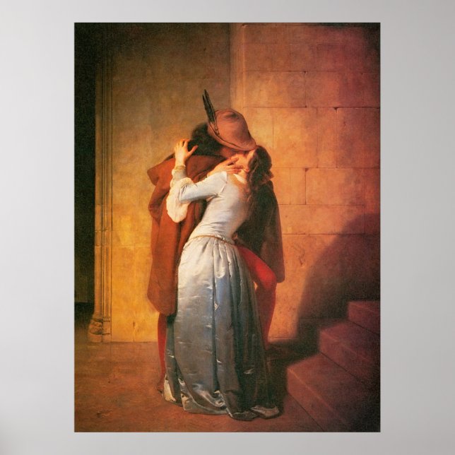 Kiss Print av Francesco Hayez Poster (Framsidan)