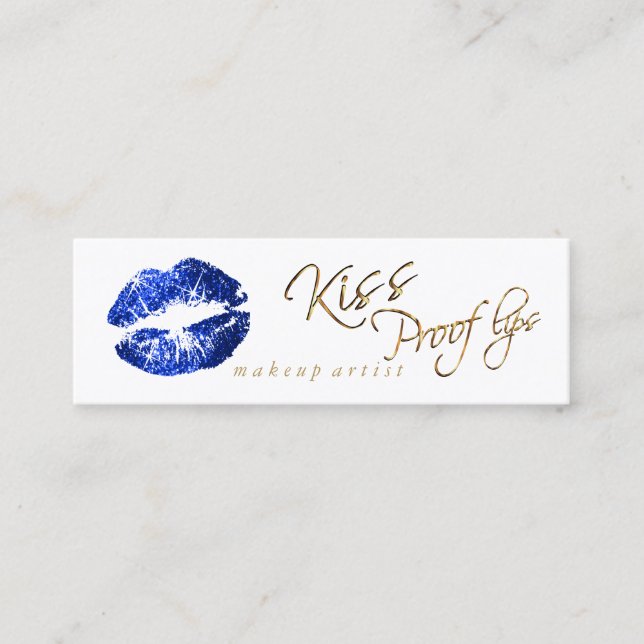 Kiss Proof Läppar 2 - Blue Glitter Mini Visitkort (Framsida)