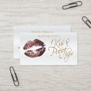 Kiss Proof Läppar - Mörk Ro Glitter Visitkort