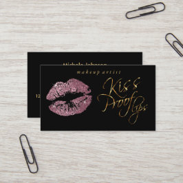 Kiss Proof Läppar - Ro Glitter och Elegant Guld Visitkort