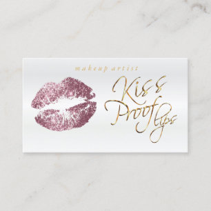 Kiss Proof Läppar - Rosa ros Glitter Visitkort
