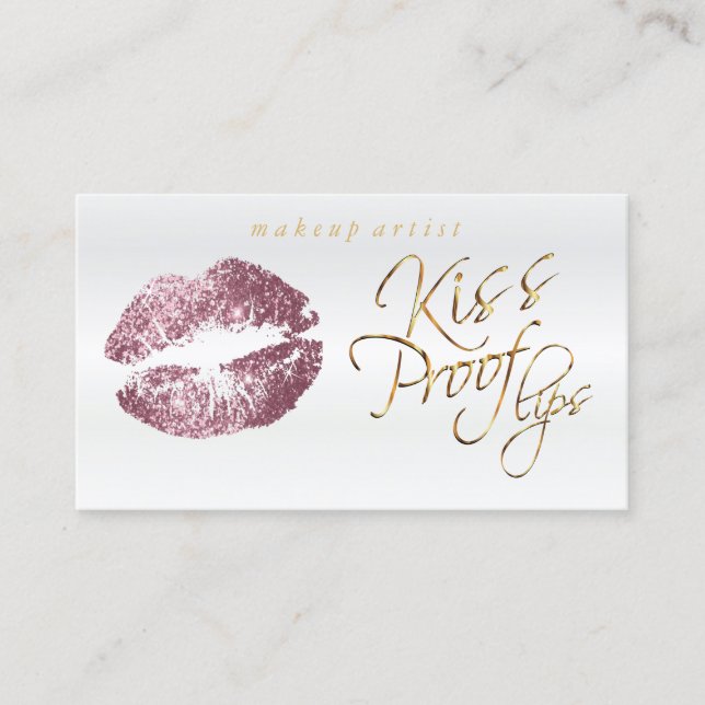 Kiss Proof Läppar - Rosa ros Glitter Visitkort (Framsida)