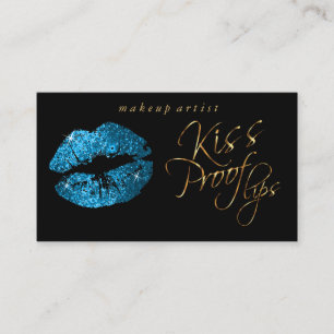 Kiss Proof Läppar - Turquise Glitter och Guld Visitkort