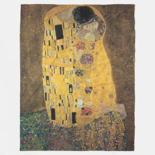 Kiss, ,reproduktion,Gustav Klimt-målning,konst Fleecefilt