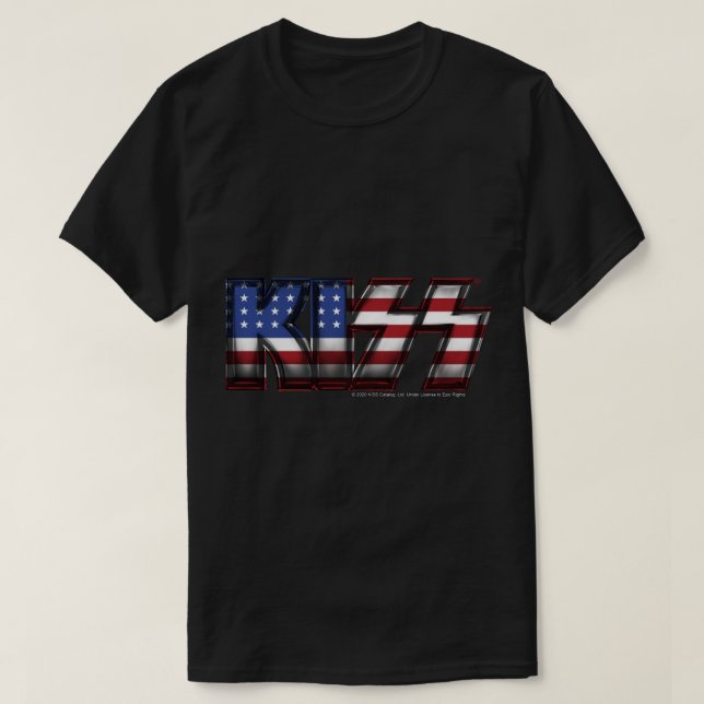 KISS ® rock musik band - Metall USA flagga Classic T Shirt (Design framsida)