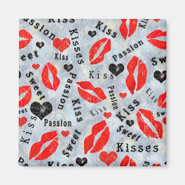 Kiss, röd läppar. magnet (Framsidan)