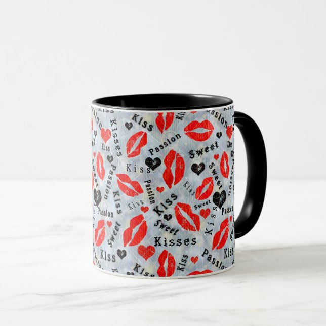 Kiss, röd läppar. mugg (Framsida höger)