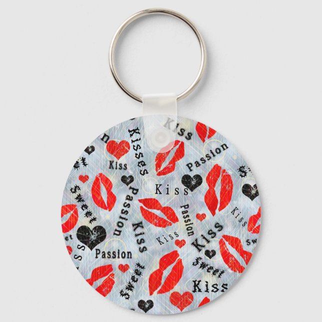 Kiss, röd läppar. nyckelring (Framsida)