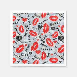 Kiss, röd läppar. pappersservett