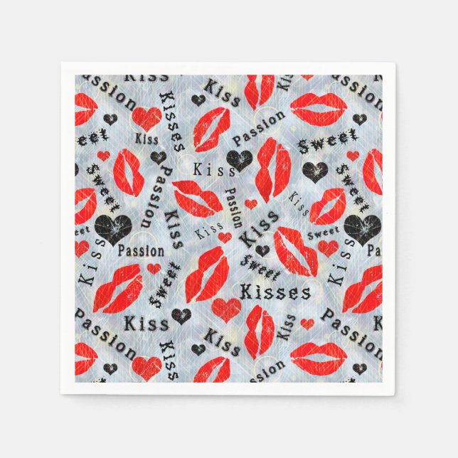 Kiss, röd läppar. pappersservett (Framsidan)
