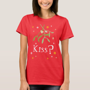 Kiss, röd mistletoe christmas t-shirt