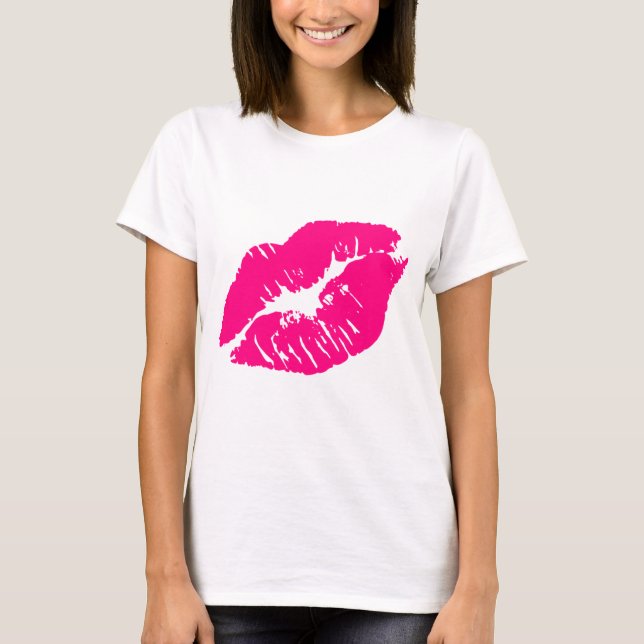 Kiss Rosa Läppar T Shirt (Framsida)
