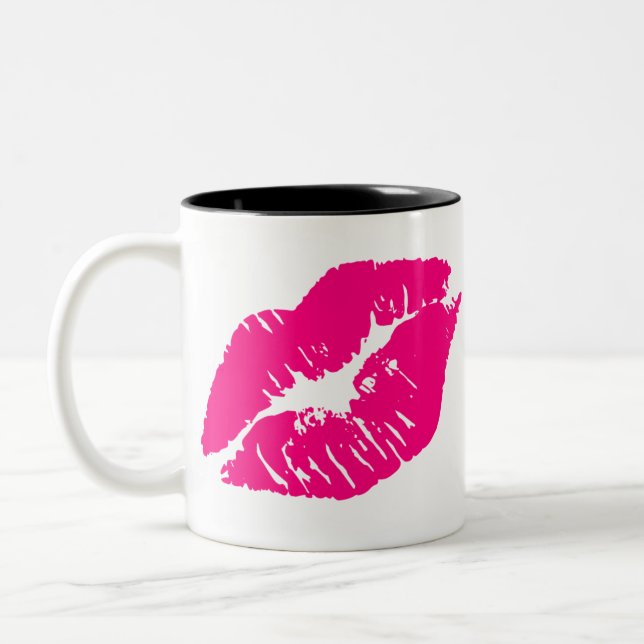 Kiss Rosa Läppar Två-Tonad Mugg (Vänster)