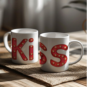 Kiss Sign Red Brev Kaffemugg