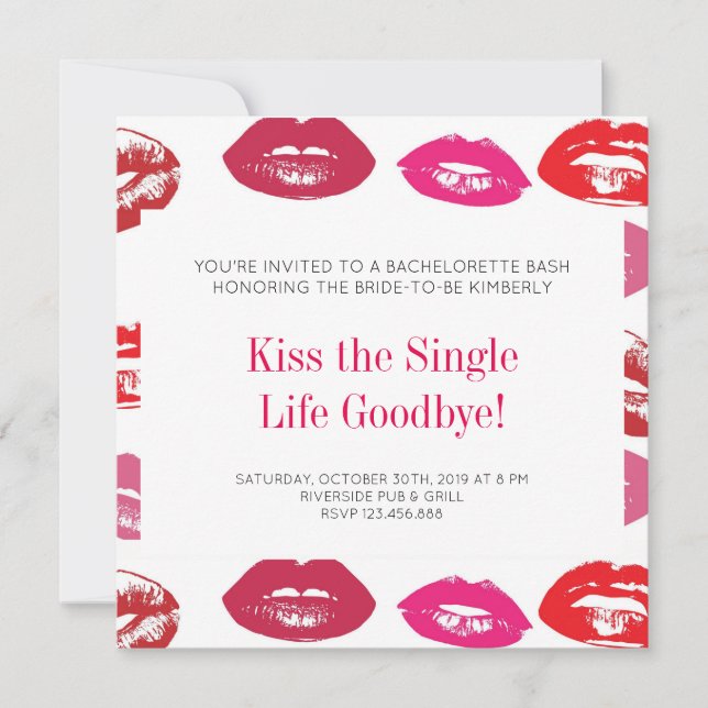 Kiss Single Life Adjö Bachelorette Party Inbjudningar (Framsida)