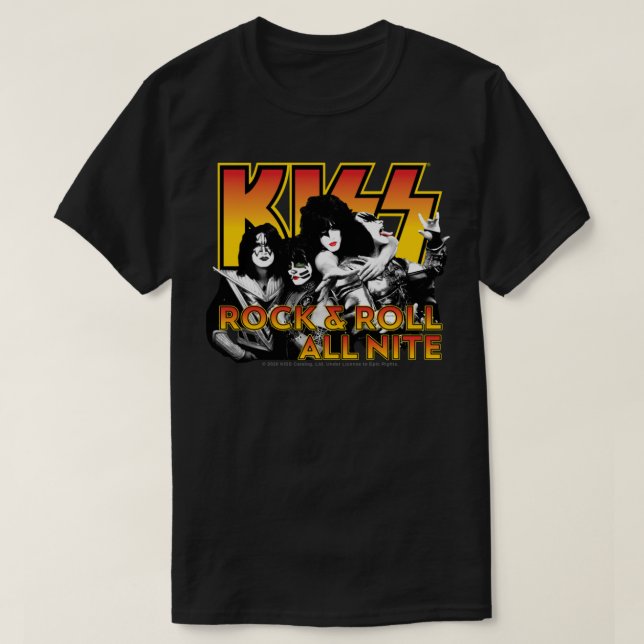 KISS Sten Band Sten &amp; Roll all Nite Spaceman C T Shirt (Design framsida)