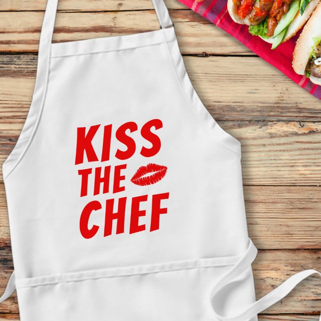 Kiss the Chef Funny Boykompis Förkläde (Kiss the Chef! Always kiss the chef! Fun gift for your boyfriend or girlfriend)