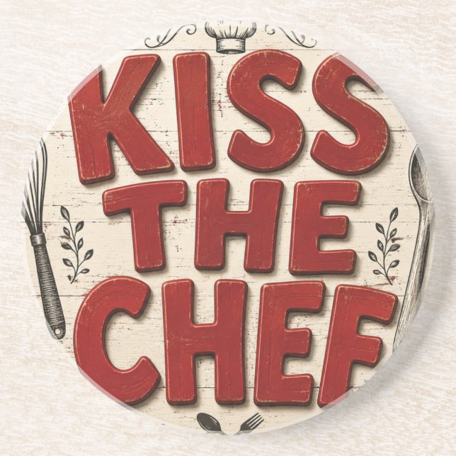 Kiss the Chef Rustic Farmhouse Kitchen Underlägg (Framsidan)
