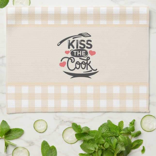 Kiss the Cook, Cream Gingham Play Kökshandduk (Vikta)