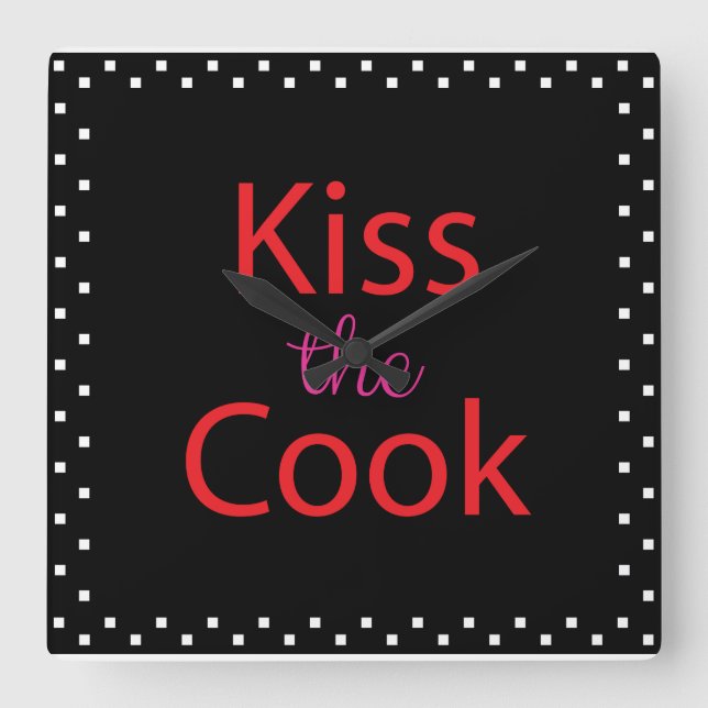 Kiss the Cook Fyrkantig Klocka (Framsida)