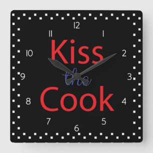 Kiss the Cook Fyrkantig Klocka