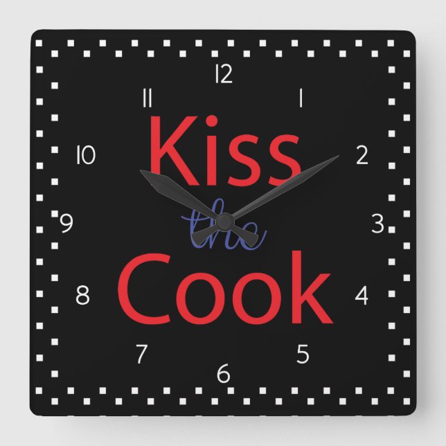 Kiss the Cook Fyrkantig Klocka (Framsida)