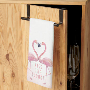 Kiss the Cook   Kissing Flamingos Kitchen Towel Kökshandduk