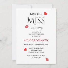 Kiss the Miss AdjAdjéen Bachelorette Helg Inbjudningar