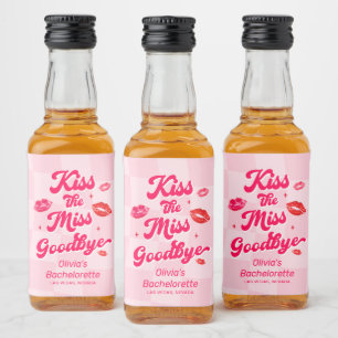 Kiss the Miss AdjAdjungBachelorette Spritflaskor Etikett