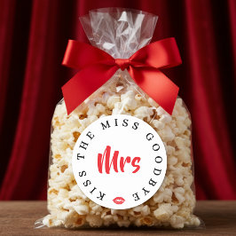 Kiss the Miss Goodbye Mrs Bachelorette Party Runt Klistermärke