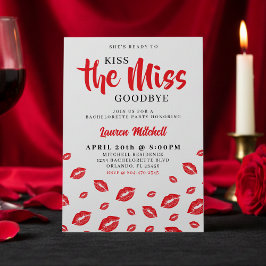 Kiss the Miss Goodbye Red Lip Bachelorette Party Inbjudningar