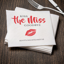 Kiss the Miss Goodbye Red Lip Bachelorette Party Pappersservett