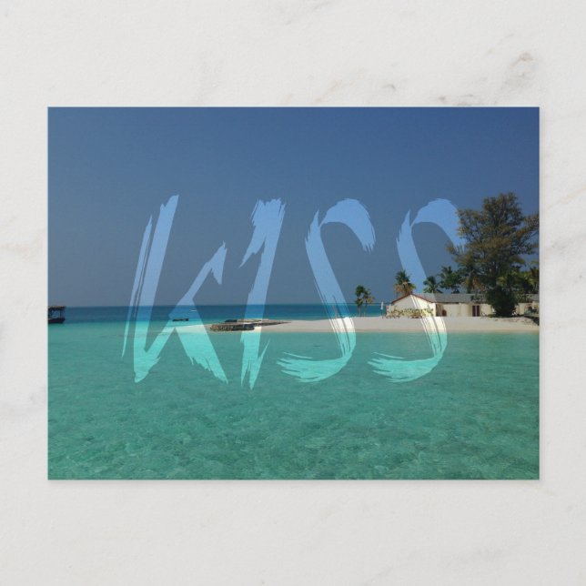 Kiss Transparent White Graffiti Vykort (Framsida)