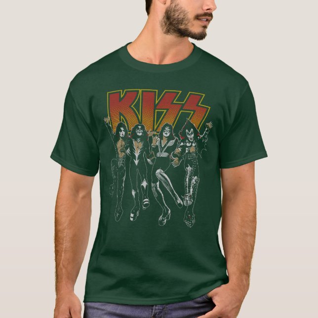 KISS Unise Adult Black Cartoon retro T Shirt (Framsida)