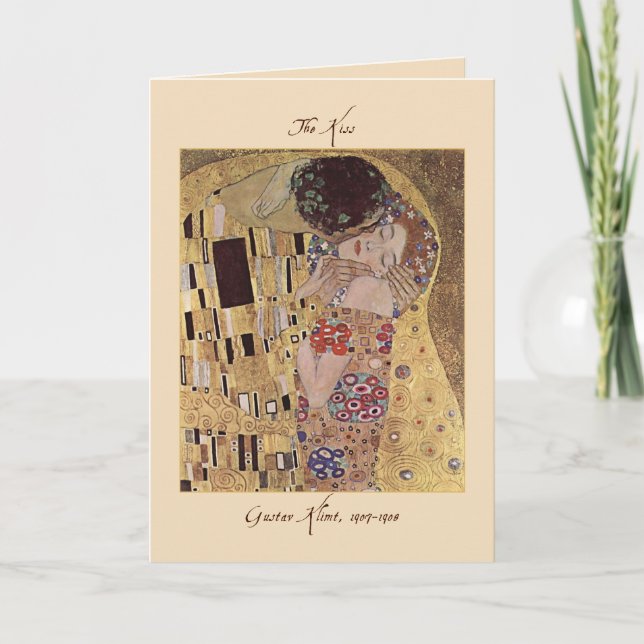 Kiss Valentinkortet av Gustav Klimt 1907-08 Helgkort (Framsida)