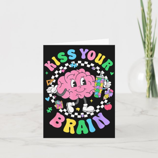 Kiss Your Brain Valentines Autism Awareness Teache Kort (Framsida)