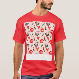 Kissa munnen med Lipstick Mönster 2 T Shirt