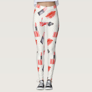 Kissa munnen med Lipstick Mönster Leggings