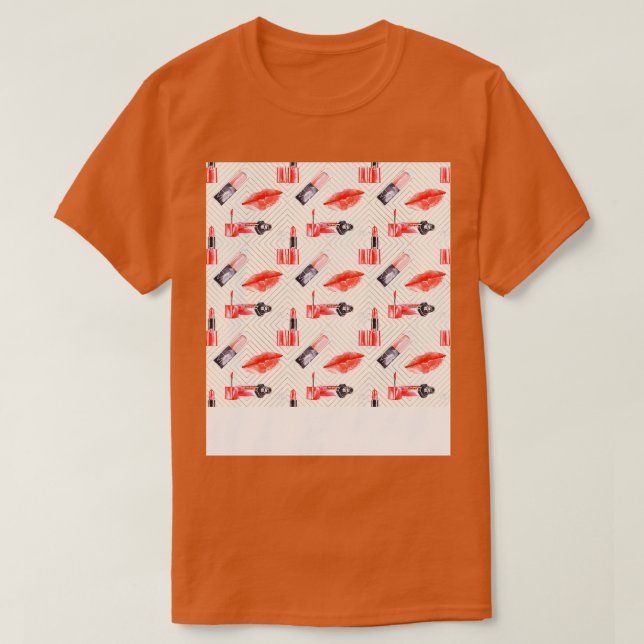 Kissa munnen med Lipstick Mönster T Shirt (Design framsida)