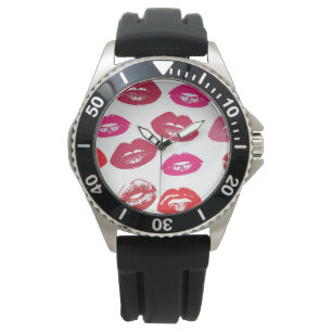 Kissable Läppar (Kissing Läppar, Red & Rosa Lipsti Armbandsur