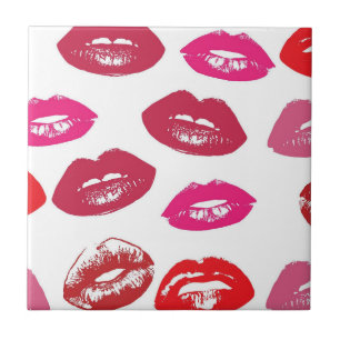 Kissable Läppar (Kissing Läppar, Red & Rosa Lipsti Kakelplatta