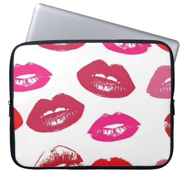 Kissable Läppar (Kissing Läppar, Red & Rosa Lipsti Laptop Fodral (Framsidan)