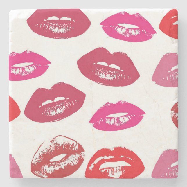 Kissable Läppar (Kissing Läppar, Red & Rosa Lipsti Stenunderlägg (Framsidan)