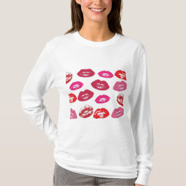 Kissable Läppar (Kissing Läppar, Red & Rosa Lipsti T Shirt