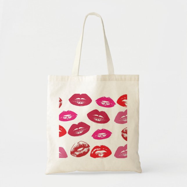 Kissable Läppar (Kissing Läppar, Red & Rosa Lipsti Tygkasse (Framsidan)
