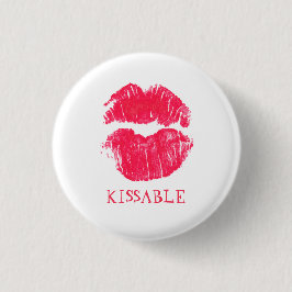 Kissable Läppar Red Lipstick Kisses Valentine Day Knapp