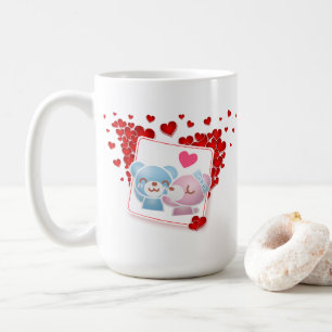Kissande björnar med Red Kärlek Hearts hela runt Kaffemugg