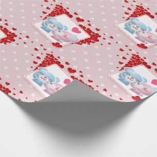Kissande björnar med Red Kärlek Hearts hela runt Presentpapper