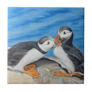 Kissar Puffins Kakelplatta